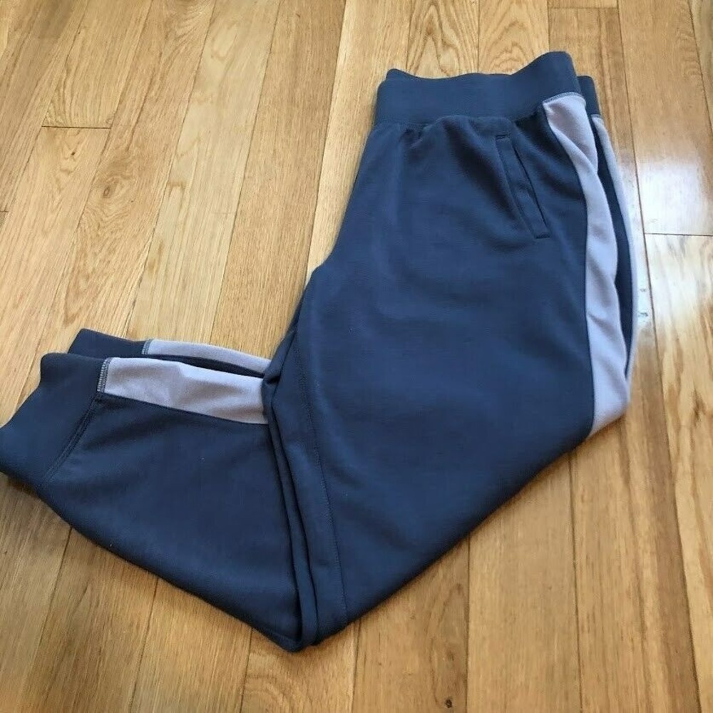 Gaiam Womens XL Knit Ankle Hudson Joggers Blue with Light Blue Racing Stripe